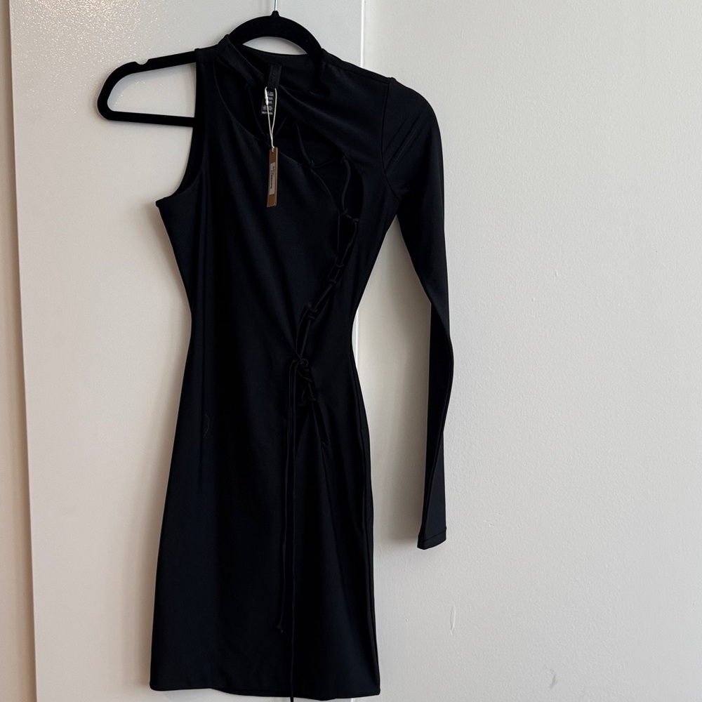 SKIMS Black One-Shoulder Dress